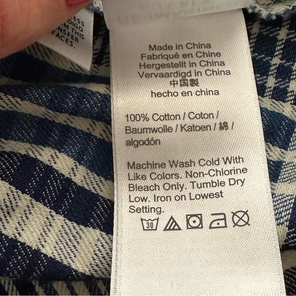 J. Crew Puff Sleeve Wrap Blouse Top Women's Small Blue Indigo Patchwork Preppy - Picture 9 of 10